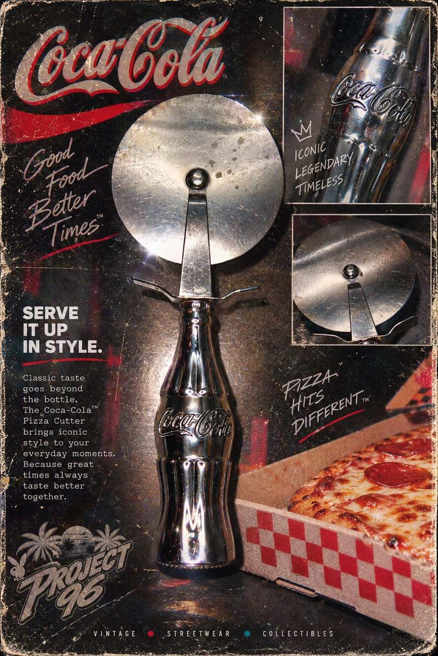 Coca-Cola Chrome Plated Metal Pizza Cutter